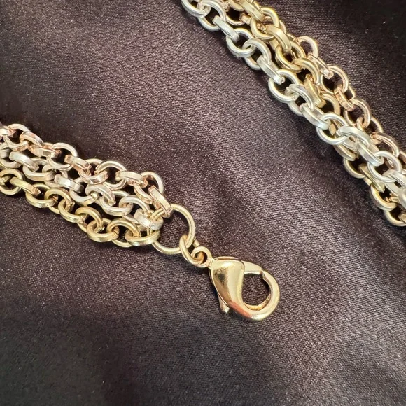 STATEMENT NECKLACE Tri color 18 in to 21 in adjustable Lobster clasp. EX… - Picture 8 of 14